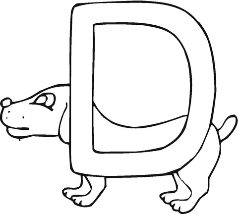 Letter D is for Dog Coloring page