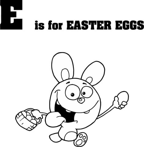Letter E is for Easter Eggs Coloring page
