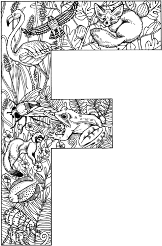 Letter F Coloring page