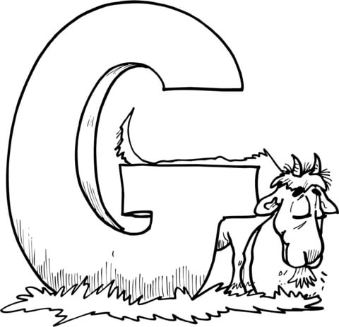 Letter G is for Goat Coloring page