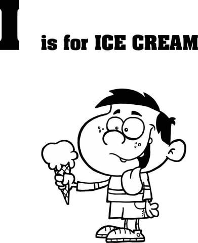 Letter I is for Ice Cream Coloring page