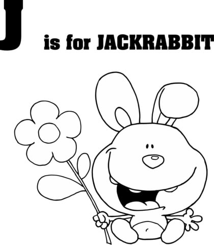 Letter J is for Jackrabbit Coloring page