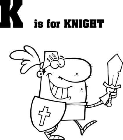 Letter K is for Knight Coloring page