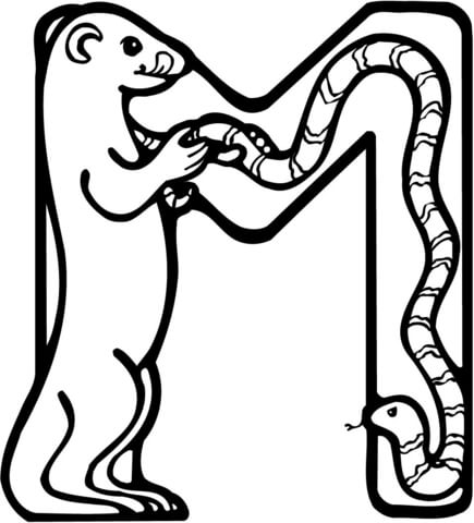 Letter M is for Marmot Rodent Coloring page
