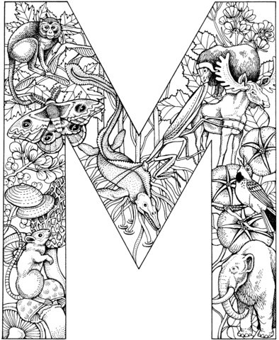 Letter M Coloring page