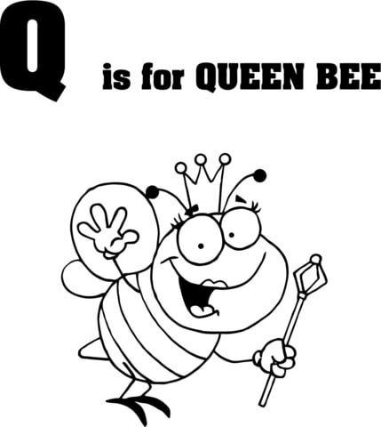 Letter Q is for Queen Bee Coloring page