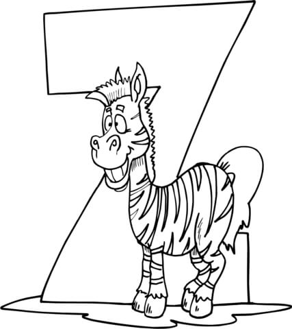 Letter Z is for Zebra Coloring page