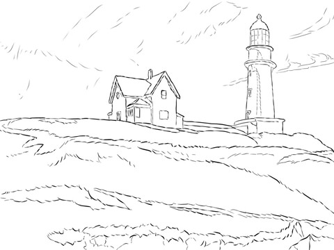 Lighthouse Hill by Edward Hopper Coloring page