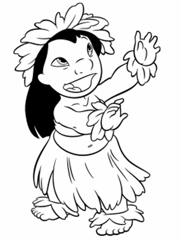 Lilo Dances Hula hula  Coloring page