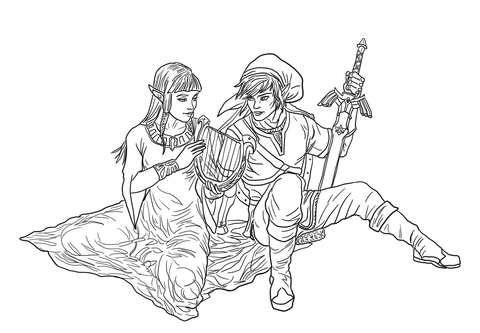 Link and Zelda Coloring page