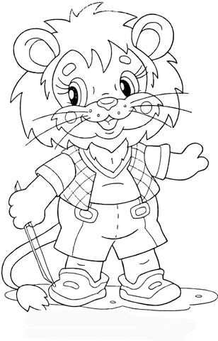 Lion Cub at school Coloring page