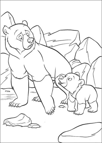 Kenai Bear and Koda are walking Coloring page