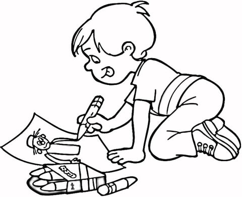 Little Boy Drawing a Masterpiece Coloring page