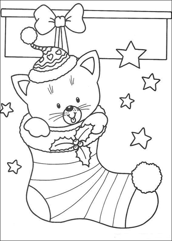 Little Cat In A Bit Sock Coloring page