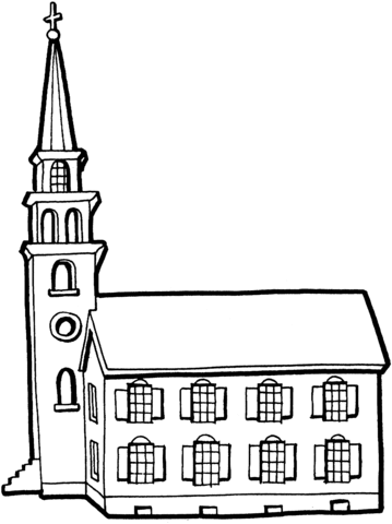 Little Church With Tower   Coloring page