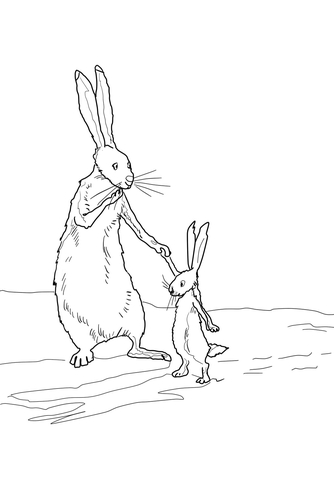 Little Nutbrown Hare and Big Nutbrown Hare Coloring page