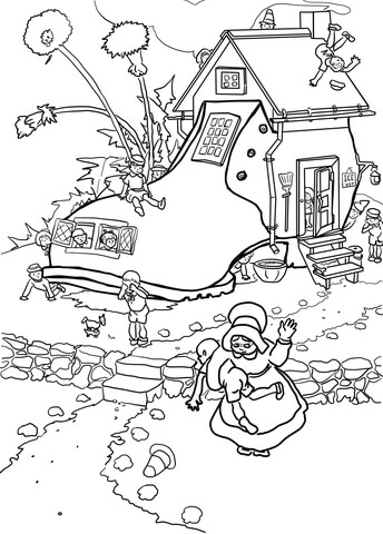 Little Old Woman Who Lived in a Shoe Coloring page