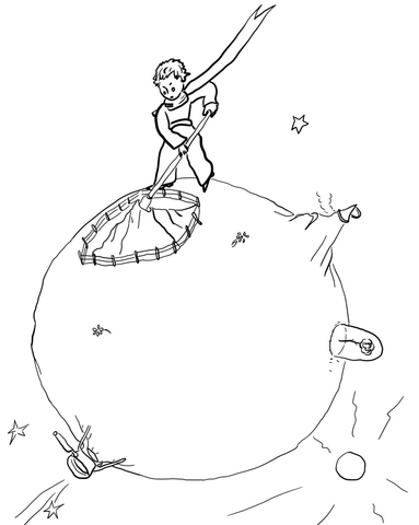 Little Prince Cleaning Volcanoes Coloring page