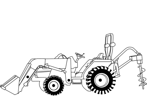 Loading Tractor Excavator Coloring page