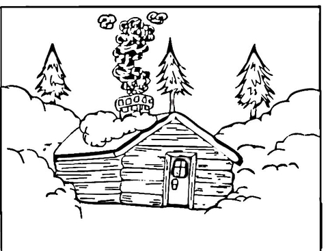 Log Cabin  Coloring page