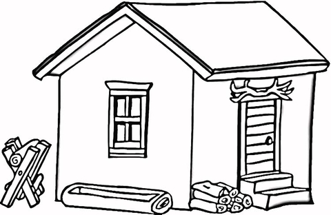 Log Cabin in Wood  Coloring page