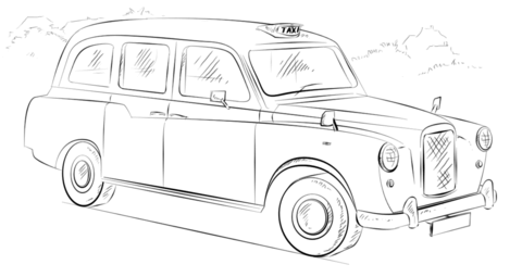London Taxi Cab Coloring page
