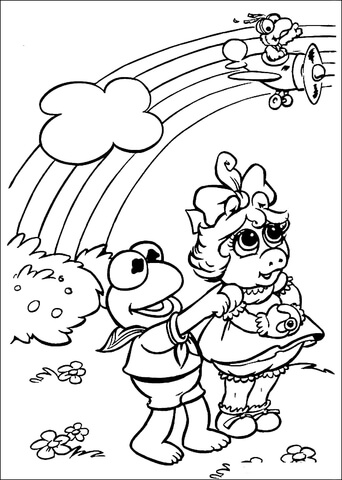 Kermit, Miss Piggy and Gonzo Coloring page