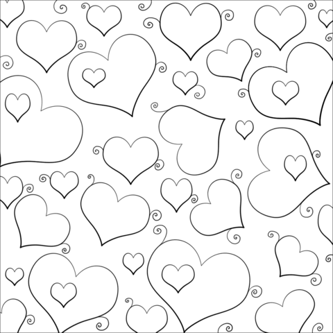 Lots of Hearts Coloring page