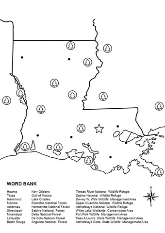 Louisiana Map Worksheet Coloring page