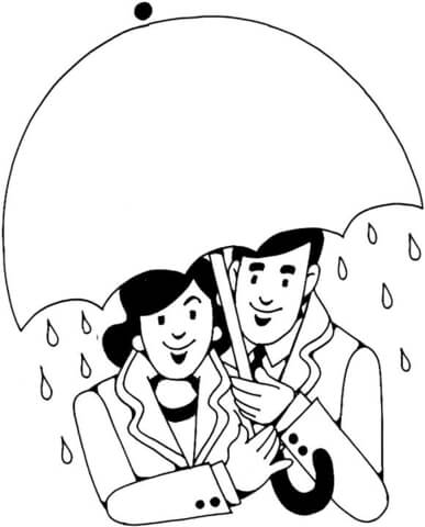 Lovers Under The Rain  Coloring page