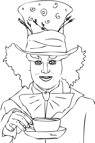 Mad Hatter Tea Party  Coloring page
