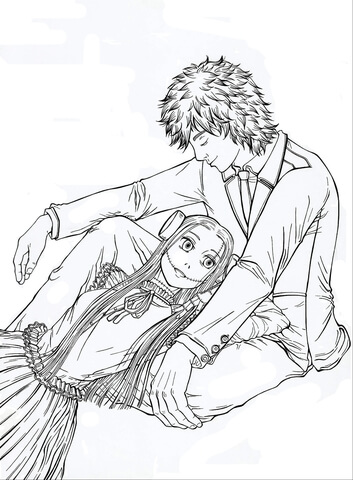Madaraki Fran and Okita from Manga Series Franken Fran Coloring page