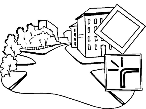 Main Road sign Coloring page