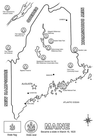 Maine Map Coloring page