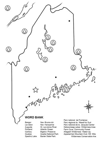 Maine Map Worksheet Coloring page