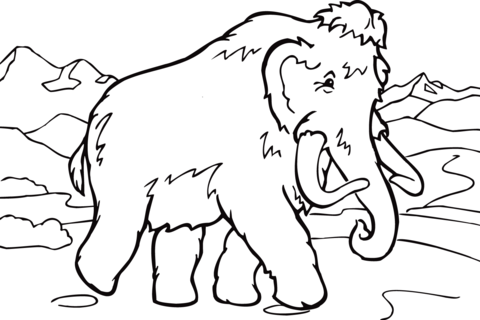 Walking Mammoth Coloring page