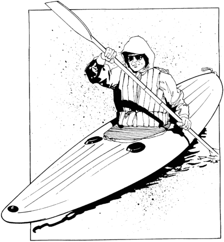 Man Floating on Kayak Coloring page