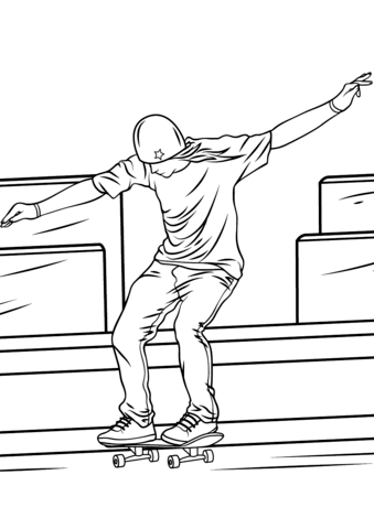 Man Riding a Skateboard Coloring page