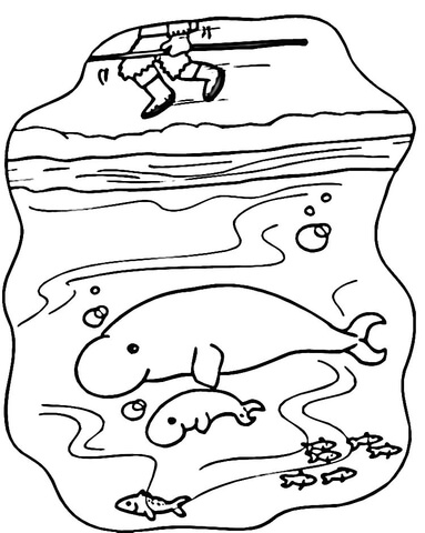 Mother and Baby Manatee Coloring page