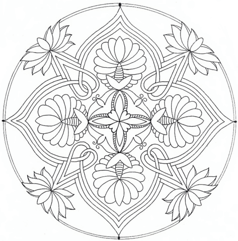 Mandala with Floral Ornament Coloring page
