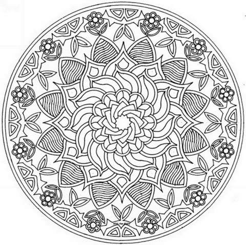 Mandala with Flower Ornament Coloring page