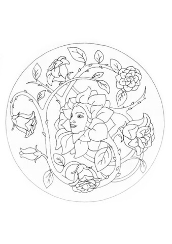 Mandala with Flowers Coloring page