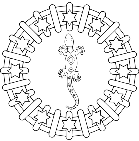 Mandala with Lizard Coloring page