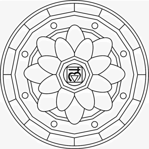 Mandala with Muladhara Symbol Coloring page
