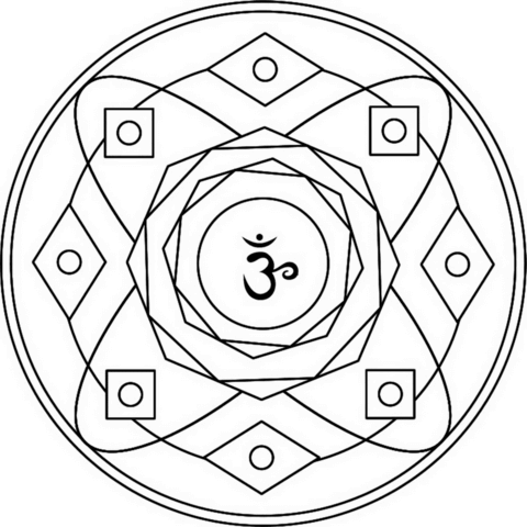 Mandala with Sahasrara Symbol Coloring page