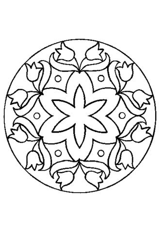 Mandala with Simple Flower Ornament Coloring page