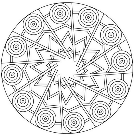 Mandala with Stars and Circles Coloring page