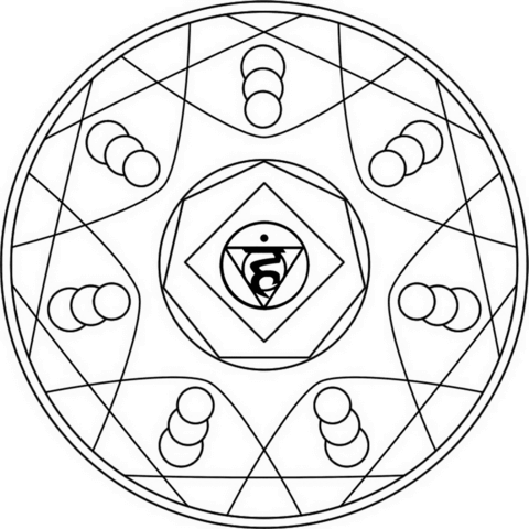 Mandala with Vishuddha Symbol Coloring page