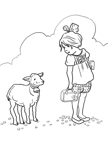 Mary Had a Little Lamb Coloring page