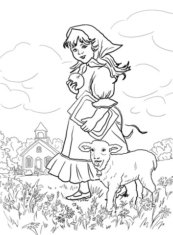 Mary Had a Little Lamb It's Fleece Was White as Snow Coloring page